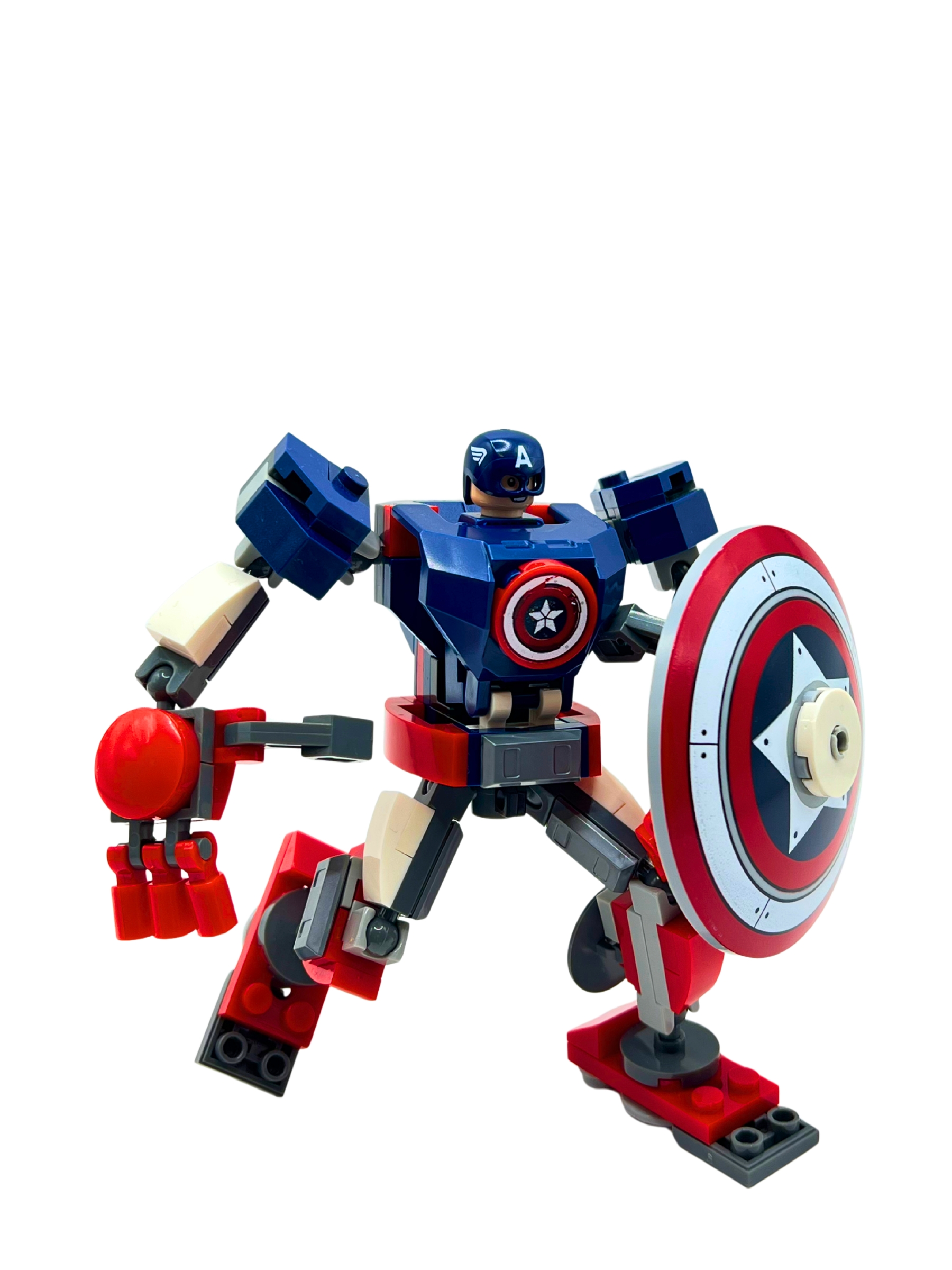 Captain America mech with iconic shield accessory