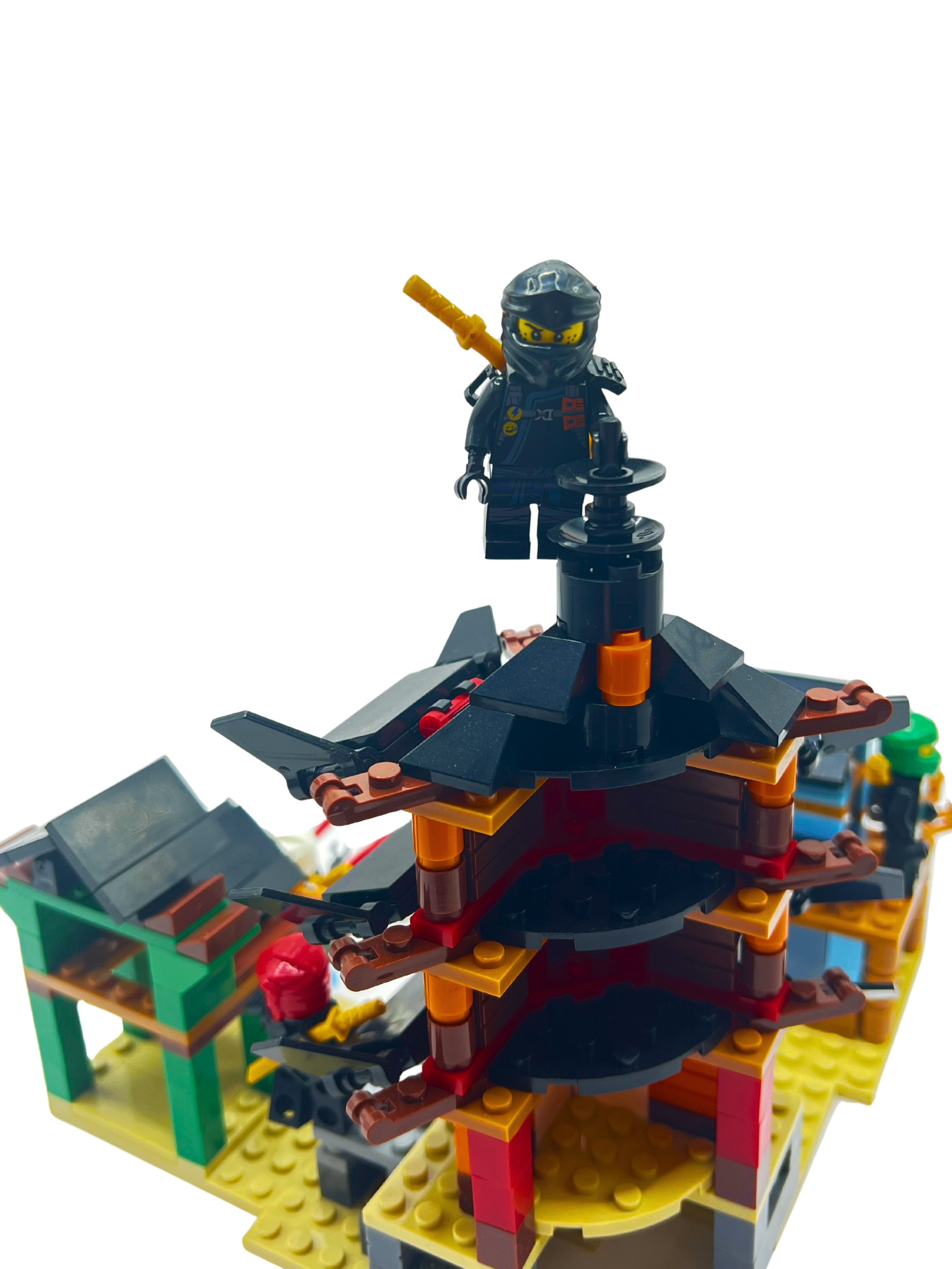 Ninja Fortress set - detailed view of pagoda tower architecture with black ninja